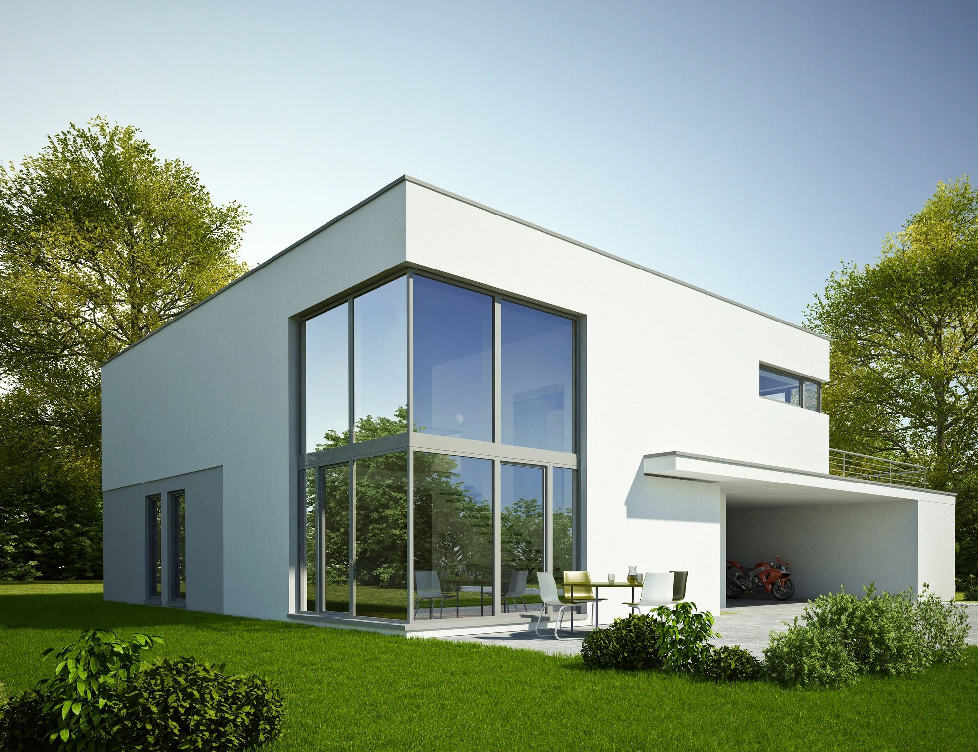 Modern cubic villa exterior