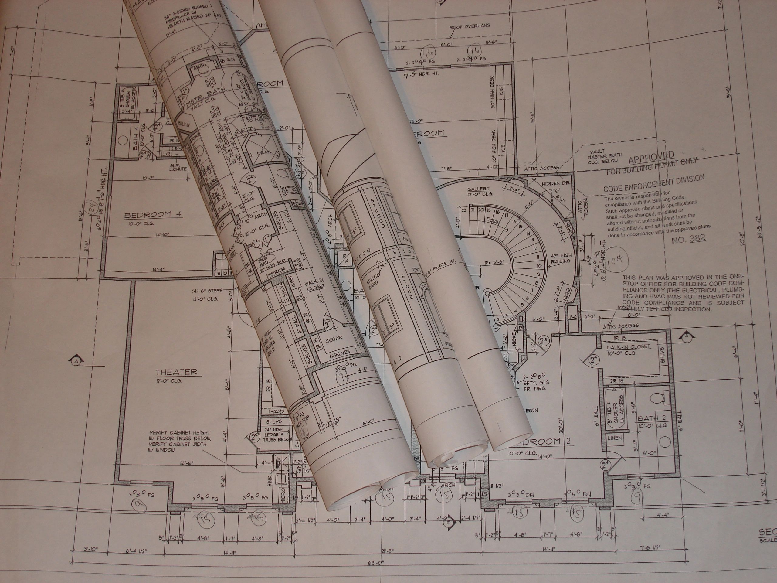 Approved construction blueprint plans
