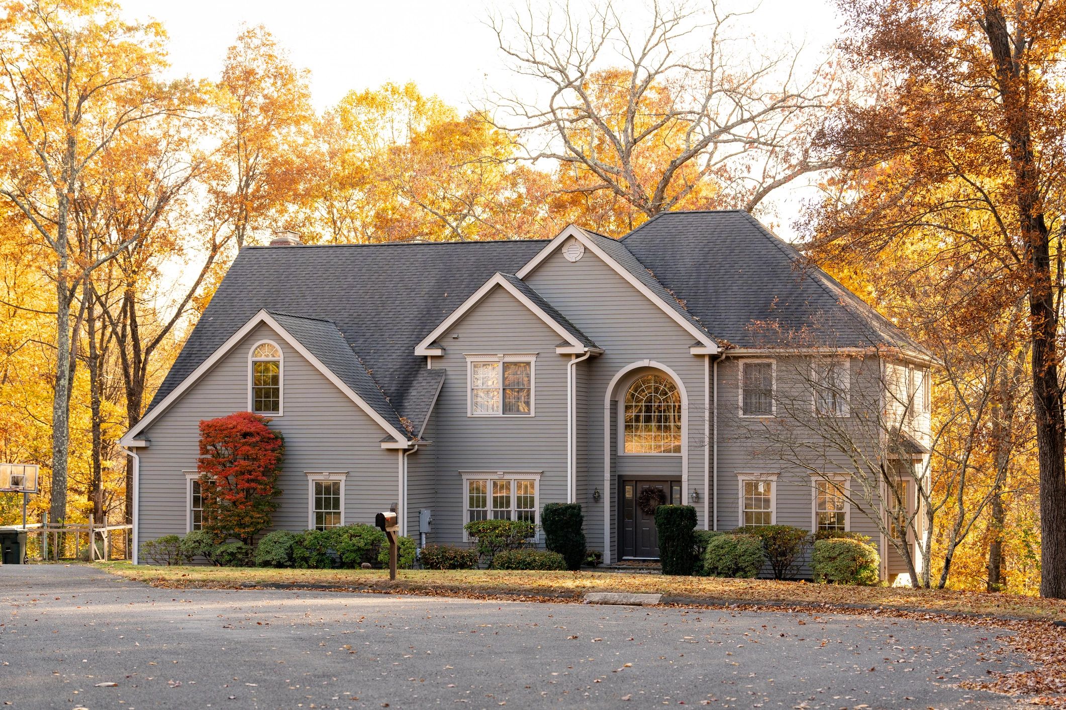 Front view of an American ranch-style home